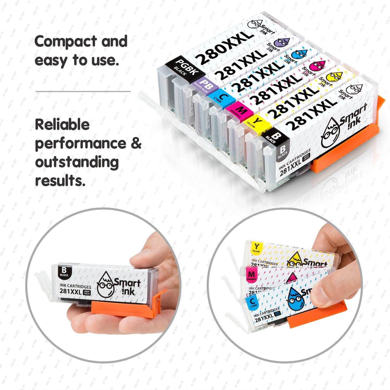 Smart Ink Compatible Ink Cartridge Replacement for Canon PGI-280XXL CLI-281XXL PGI 280 CLI 281 (PGBK & BK/C/M/Y/PB 6 Pack Combo) for Pixma TS8120 TS9120 TS8220
