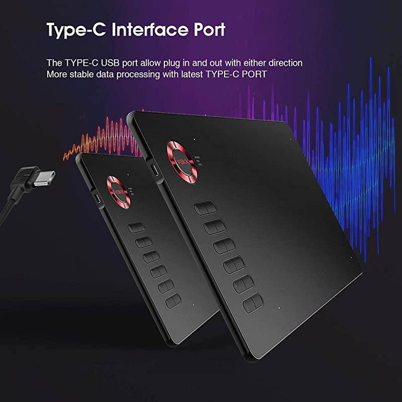 Graphics Drawing Tablet  A15 10x6 Inch Digital Drawing Tablet with Battery-Free Passive Stylus and 12 Shortcut Keys,20 Nibs and 1 Artist Glove (8192 Levels Pressure)