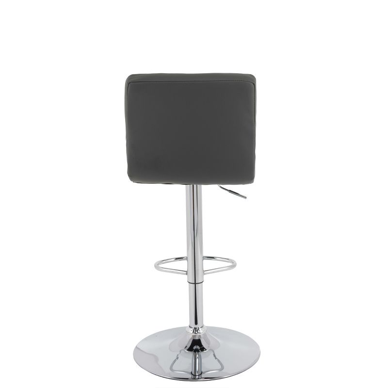 Set of 2 Medium Back Adjustable Bonded Leather Barstool Dark Gray - CorLiving