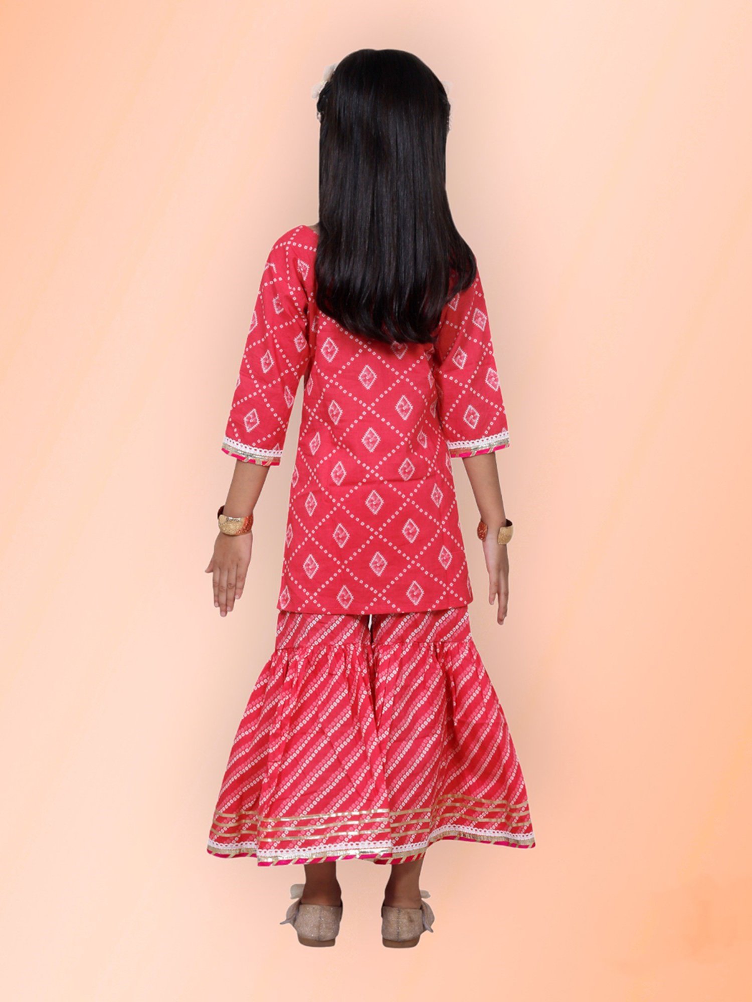Tippy Top Kids Pink Printed Kurta with Sharara