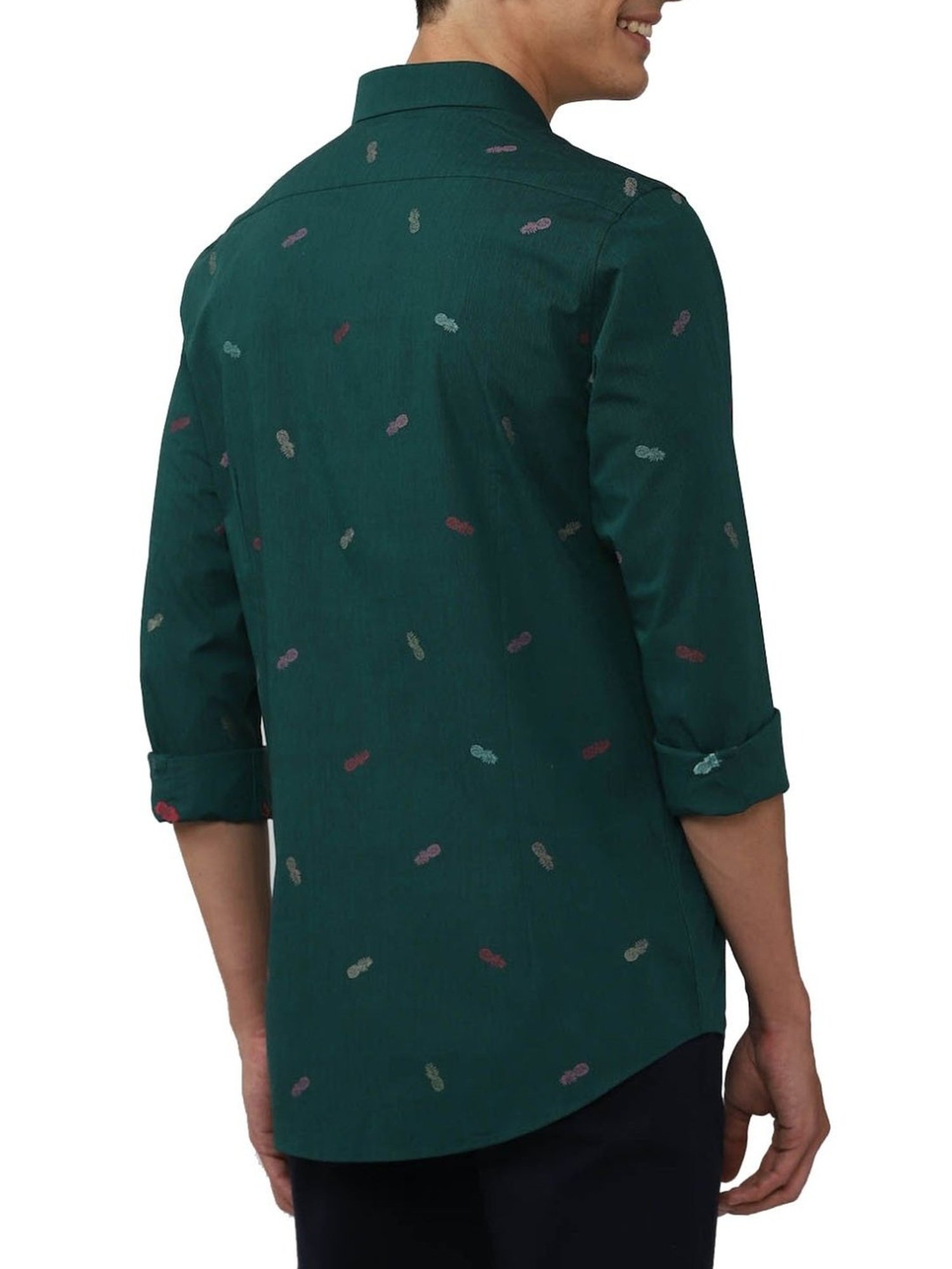 Simon Carter London Green Printed Slim Fit Shirt