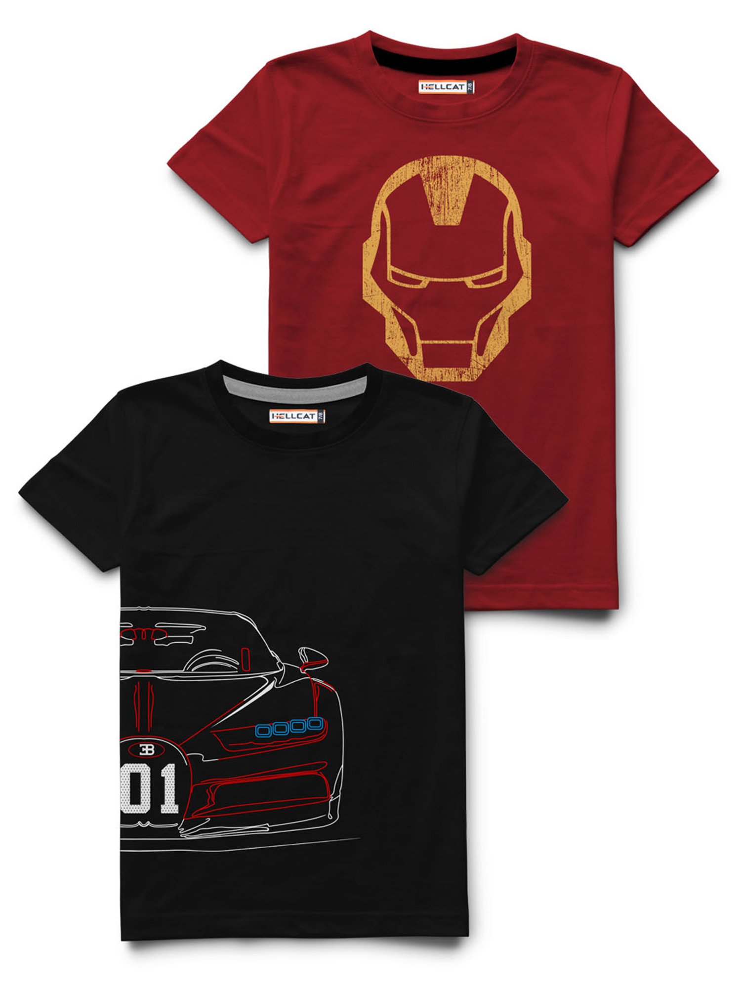 HELLCAT Black & Red Printed T-Shirt (Pack Of 2)