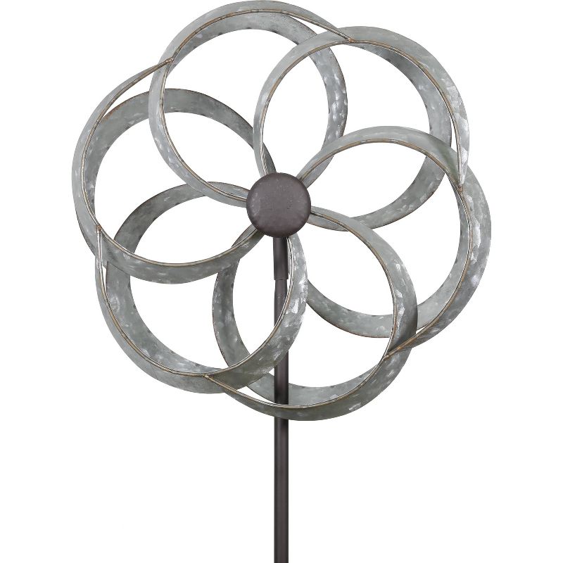 59" Iron Galvanized Windmill Garden Stake Gray - Alpine Corporation