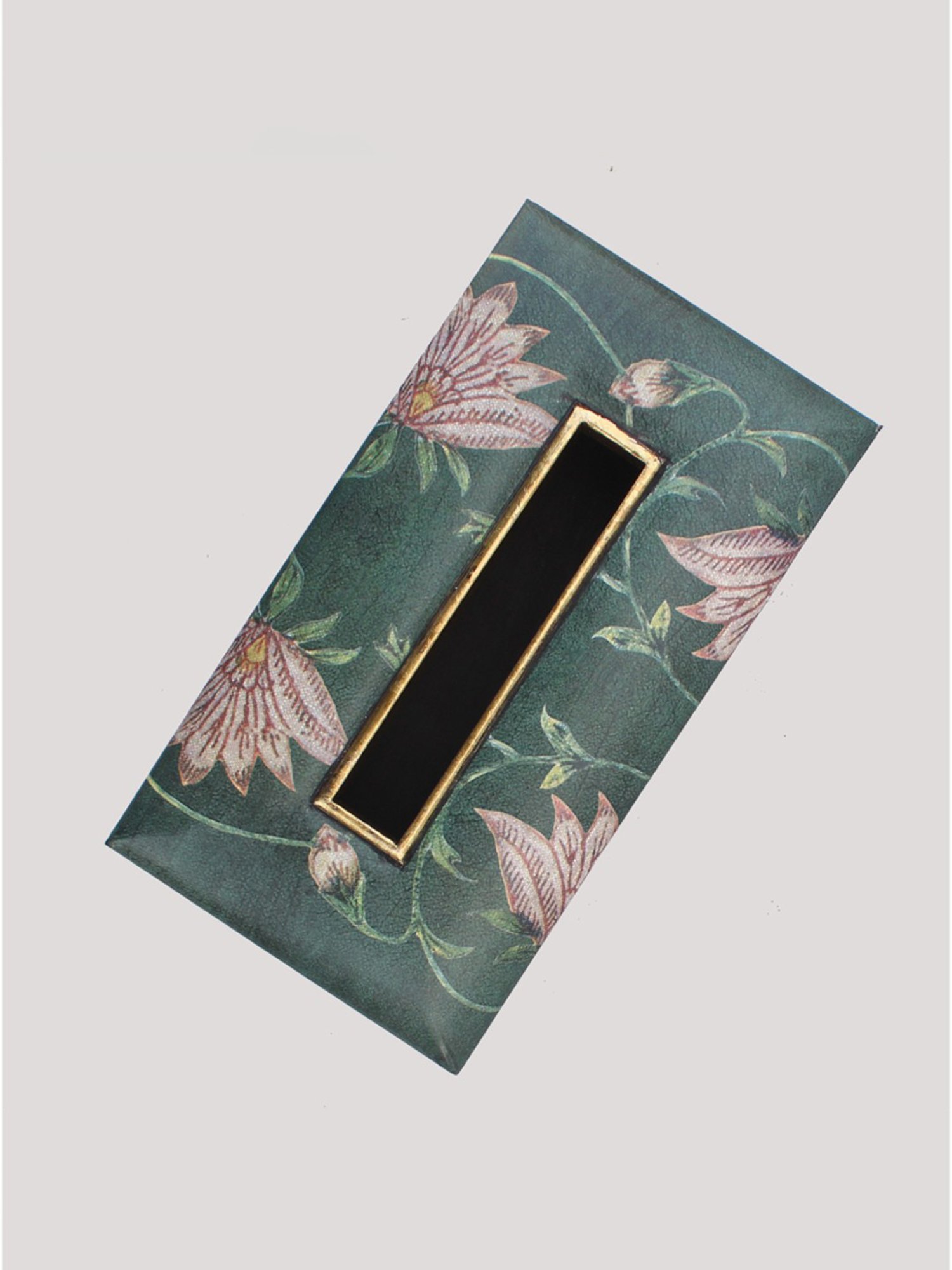 Karo Aafiya Printed Dark Green Wood Tissue Box