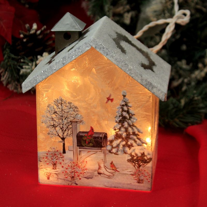 Stony Creek 6.5" Winter Skates Small Glass House Lighted Holiday  -  Novelty Sculpture Lights