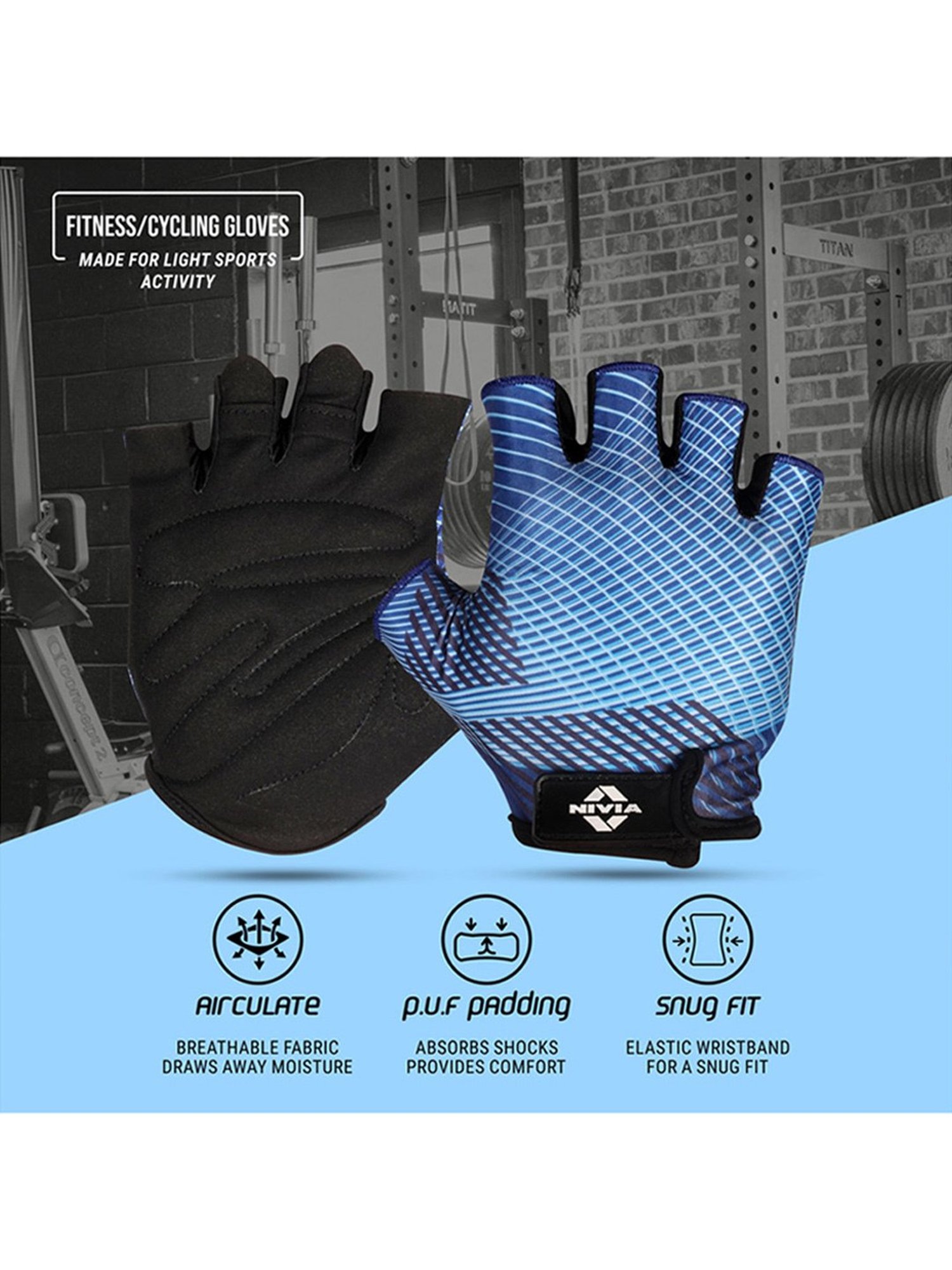 Nivia COPPERHEAD 2.0 Gym Glove (Blue) Size - M