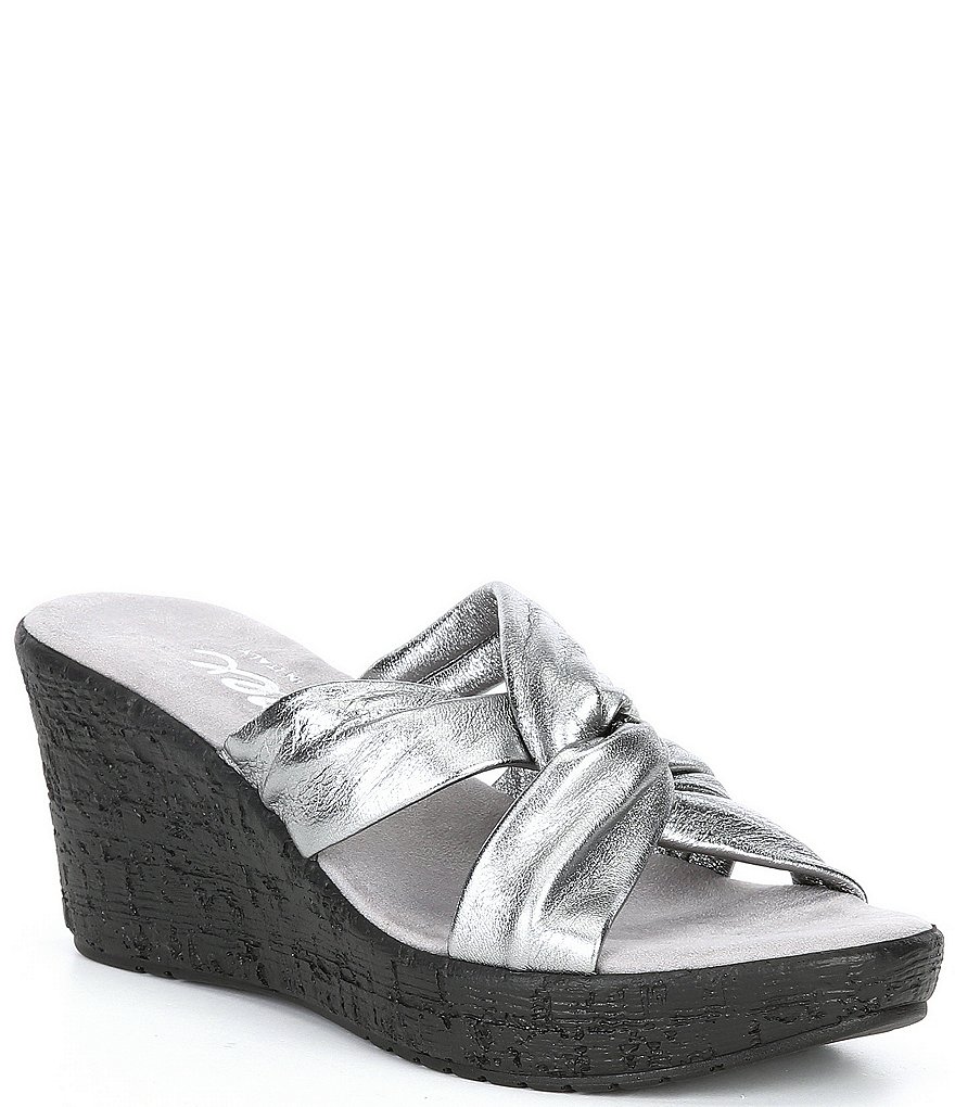 Onex Katya Leather Knot Wedge Slides