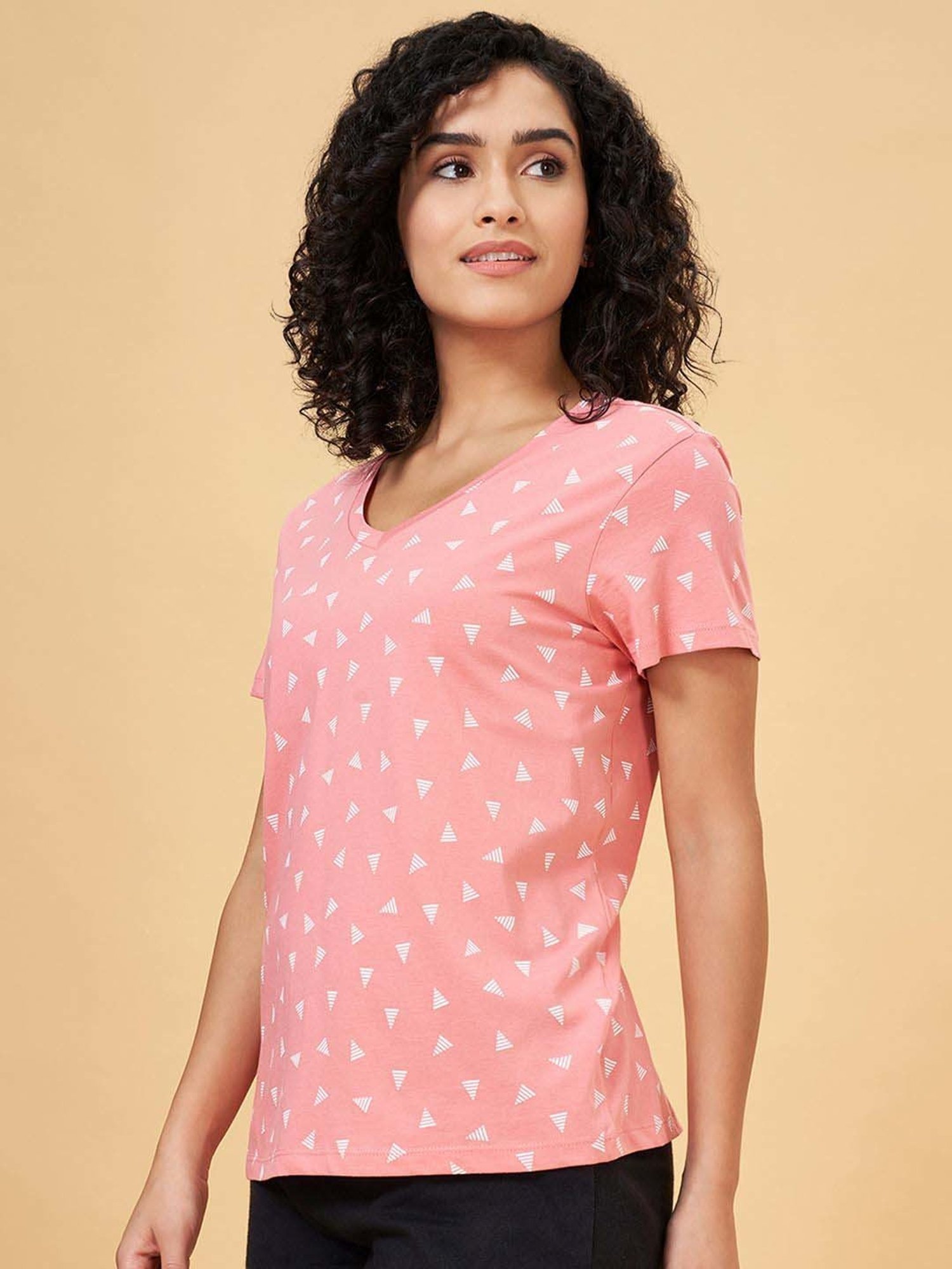 Dreamz by Pantaloons Pink Cotton Printed T-Shirt