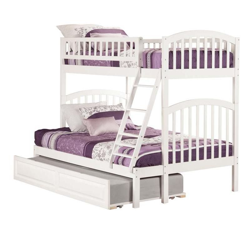 Richland Bunk  Twin over Twin w/ Raised Panel Trundle White - Atlantic Frame