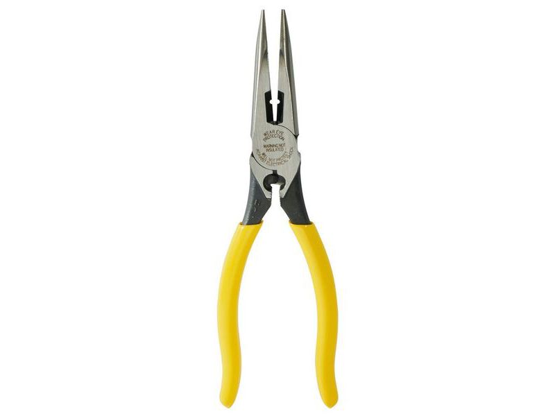 KLEIN TOOLS D203-8NCR Pliers, Long Nose Side Cutters, Strip/Crimp 8-Inch