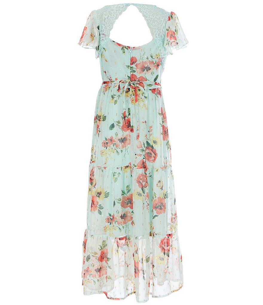 Poppies And Roses Big Girls 7-16 Cold-Shoulder Floral Maxi Dress