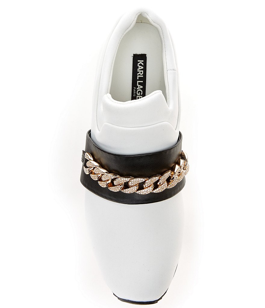 KARL LAGERFELD PARIS Maia Chain Strap Leather Slip-On Sneakers