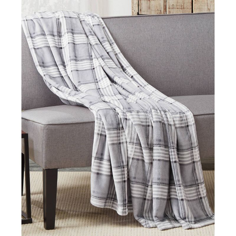 50"x60" Plaid Throw Furniture Protector Gray - Sure Fit