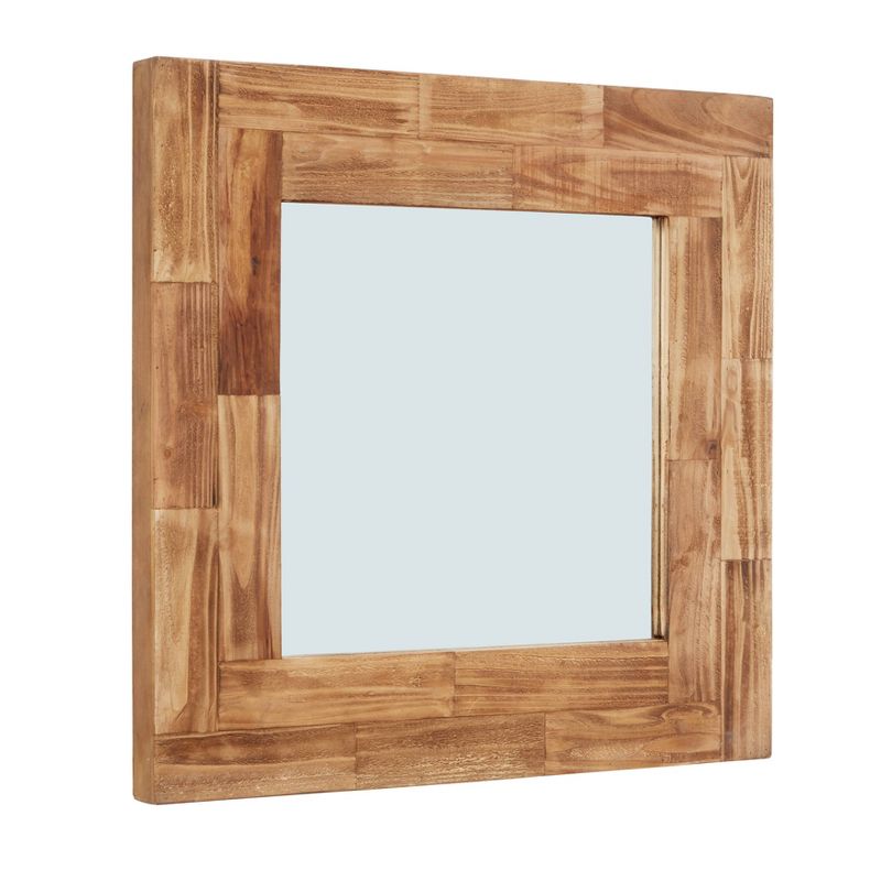 31.5" Square Wall Mirror Distressed Slatted Wood - Danya B.
