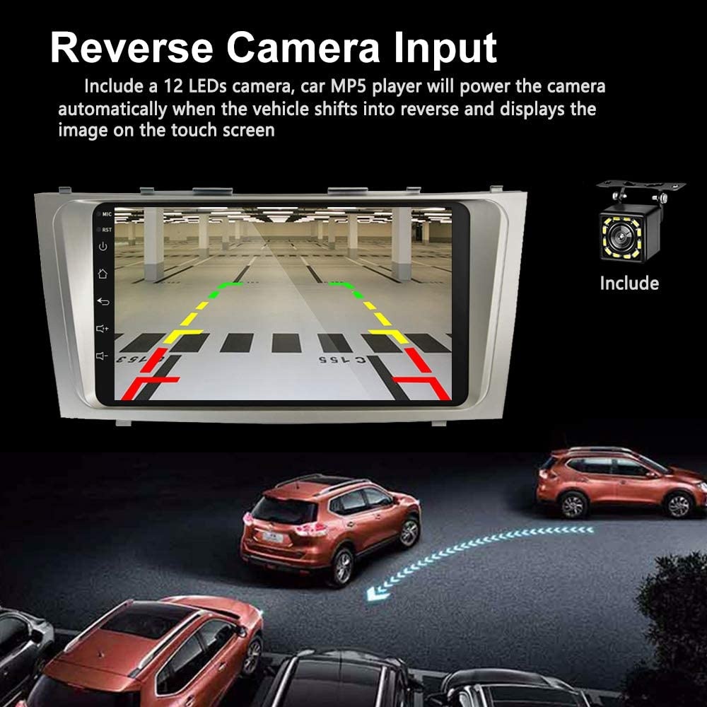 Android Car Stereo for Toyota Camry 2G + 32G Double Din Radio 9'' Touch Screen Head Unit in-Dash Auto Radio with GPS Navigation, Bluetooth, USB, FM, WiFi,SWC, Mirror Link+ Rear View Camera