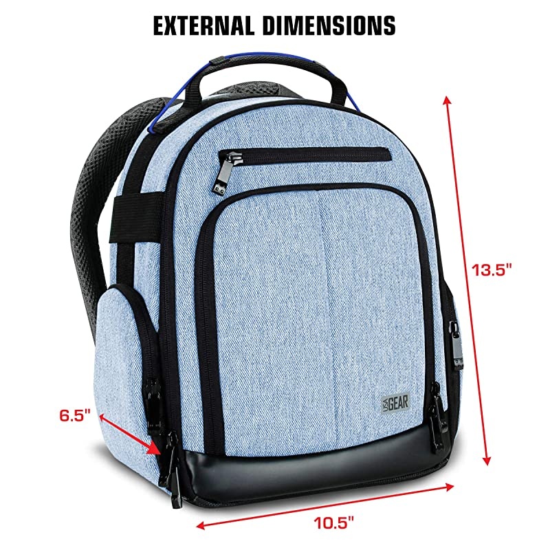 Portable Camera Backpack for DSLR (Blue) with Customizable Accessory Dividers, Weather Resistant Bottom and Comfortable Back Support - Compatible with Canon, Nikon and More