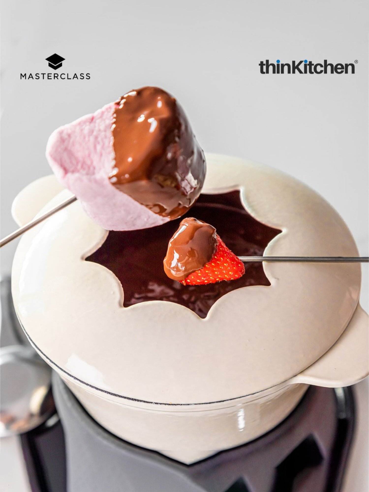 MasterClass Enamelled Cream Cast Iron Ream Fondue Set