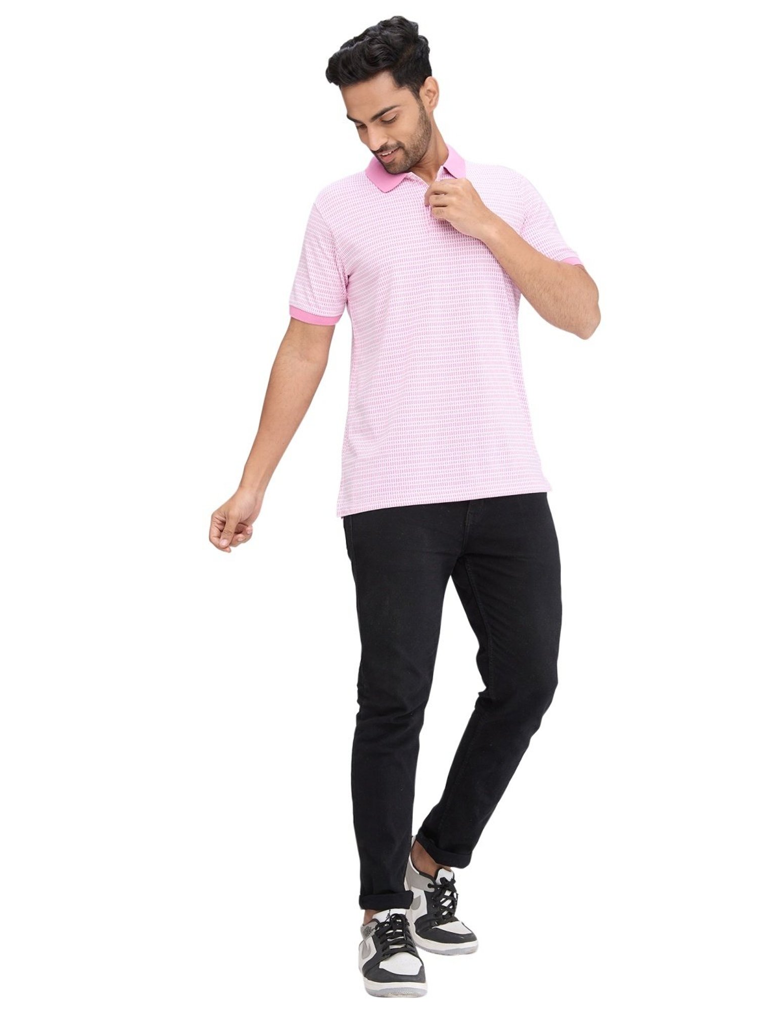 Park Avenue Violet Slim Fit Printed Polo T-Shirt