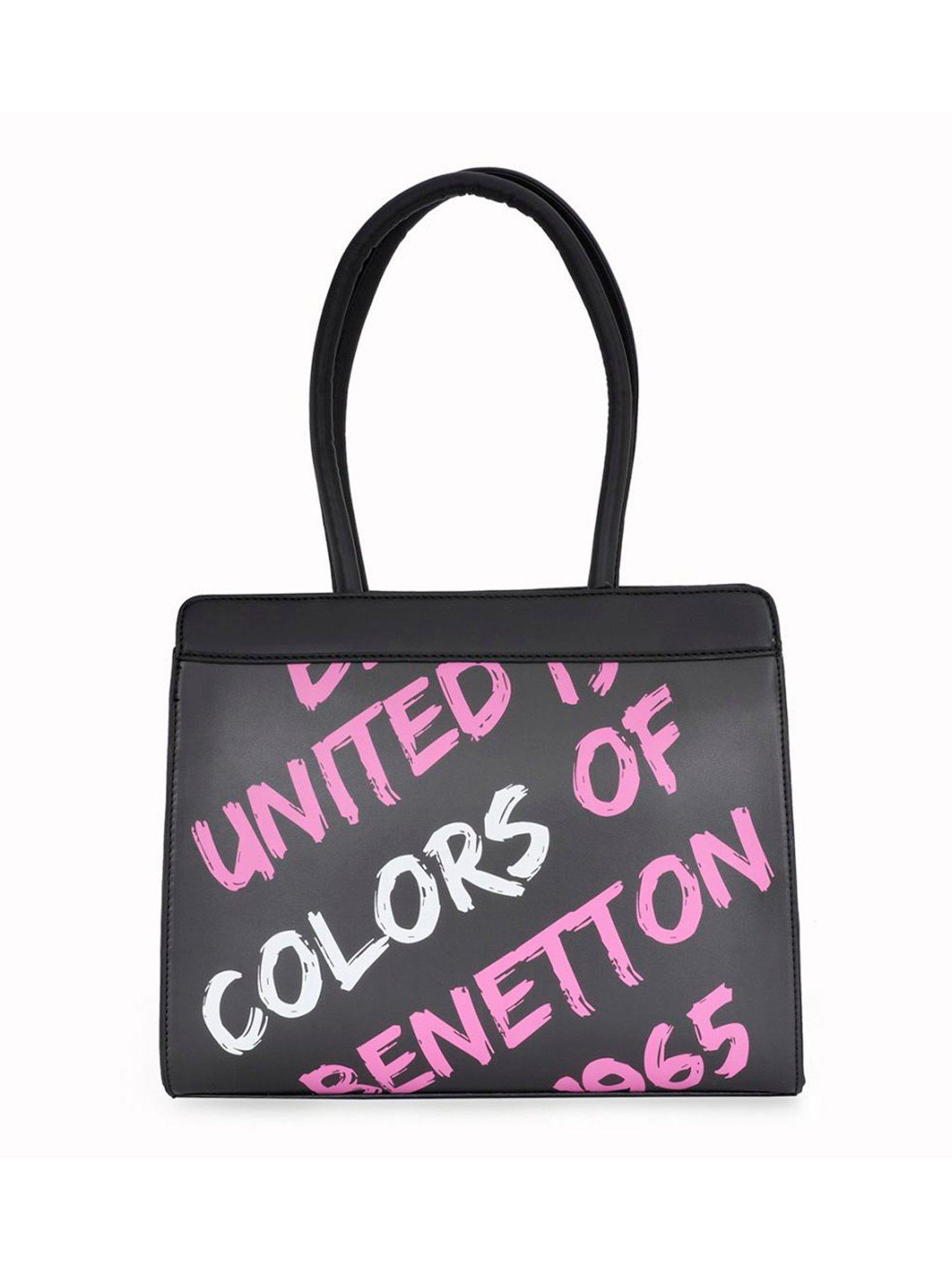 United Colors of Benetton Alison Black PU Printed Shoulder Handbag