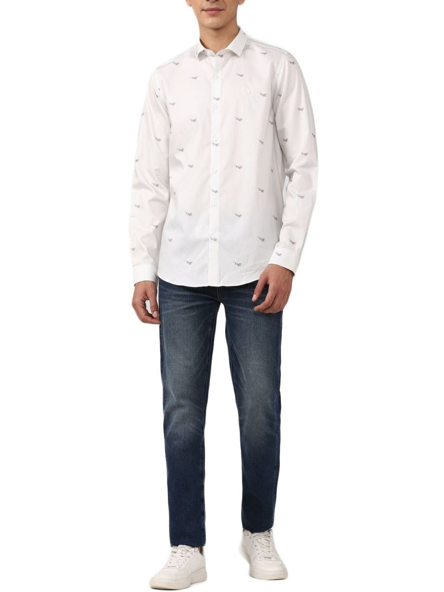 Simon Carter London White Printed Slim Fit Shirt
