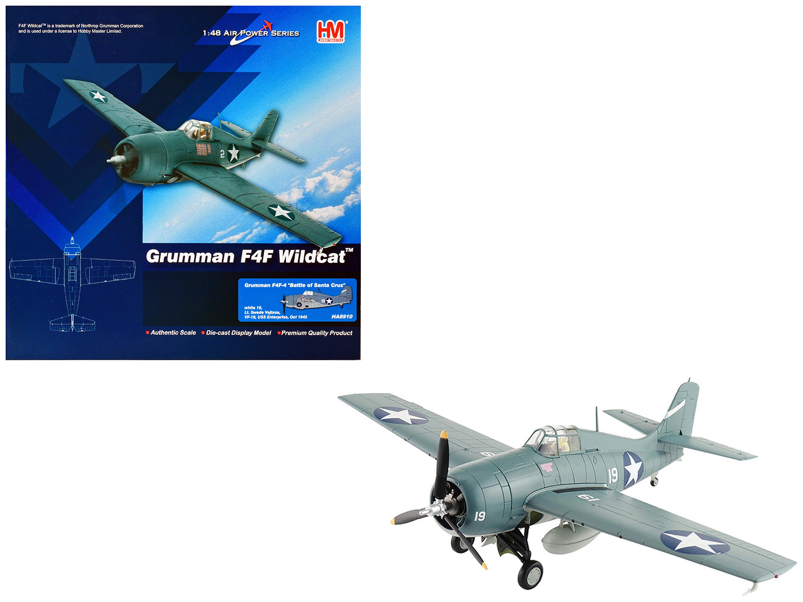 Grumman F6F-5 Hellcat Fighter Aircraft "Blue Angels #2" (1946) United States Navy "Air Power Series" 1/72 Diecast Model by Hobby Master