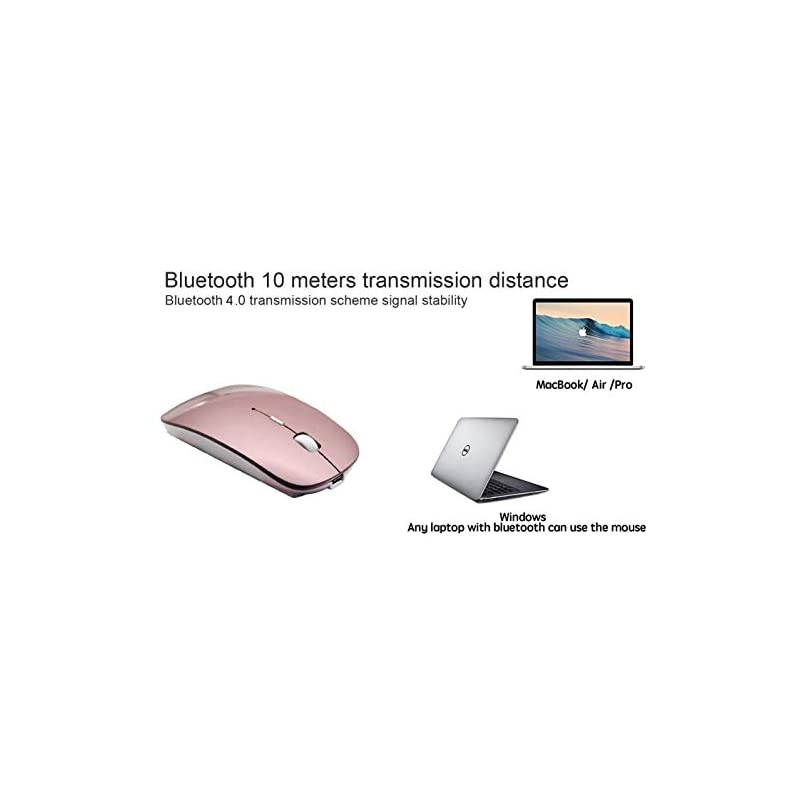 Mouse Rechargeable Wireless Mouse for MacBook ProWireless Mouse for Laptop PC Computer Rose Gold