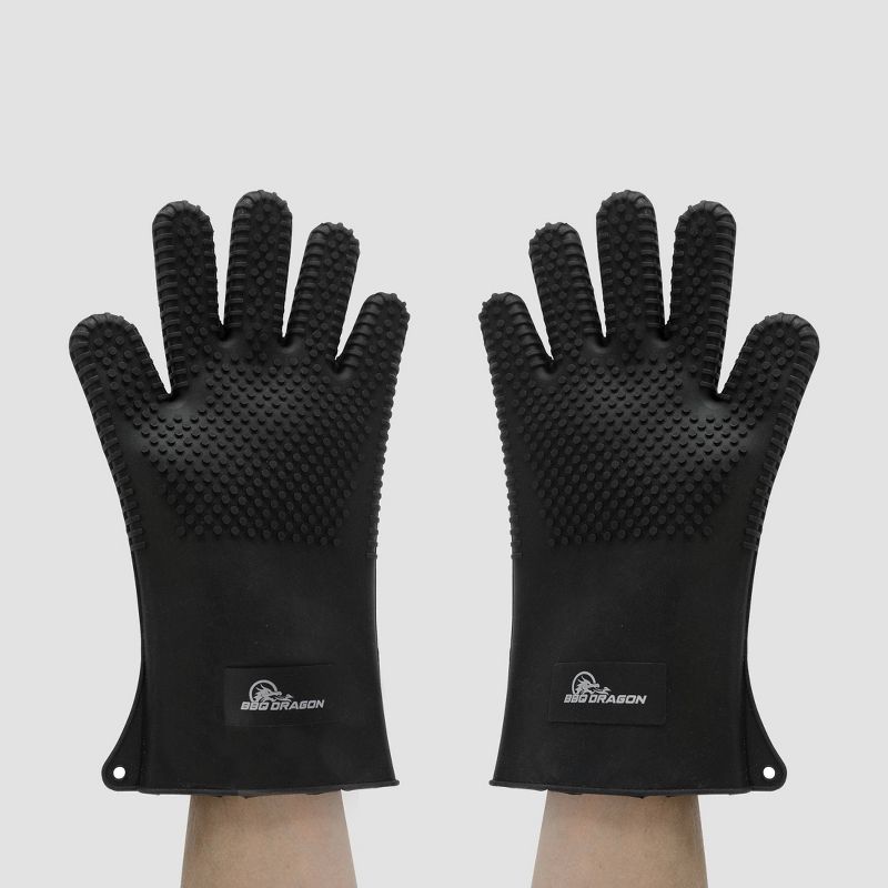 Silicone BBQ Grill Gloves Black - BBQ Dragon