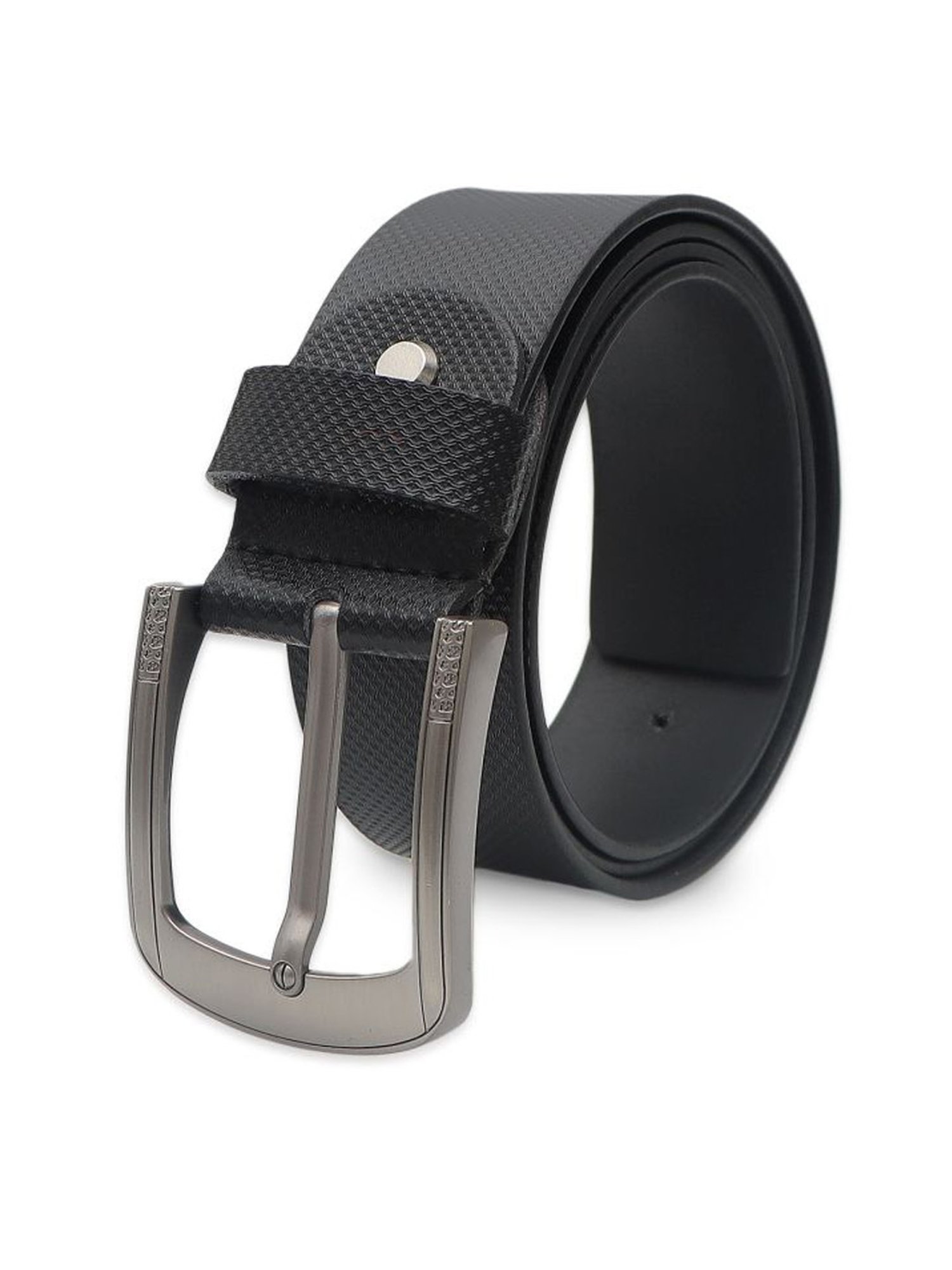 Kara Black Textured Leather Waist Belt
