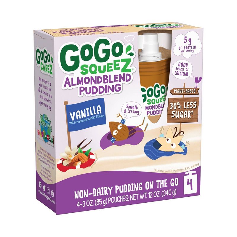 GoGo SqueeZ Almond Blend Vanilla Pudding - 3oz/4ct
