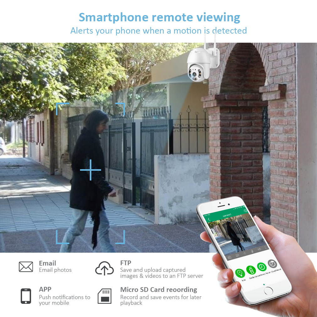 Outdoor Security Camera, Wireless WiFi IP Camera,Motion Detection, auto Tracking, 2.4ghz Two Way Talk, HD 1080P pan Tile Full Color Night Vision Waterproof Outdoor Surveillance TMEZON