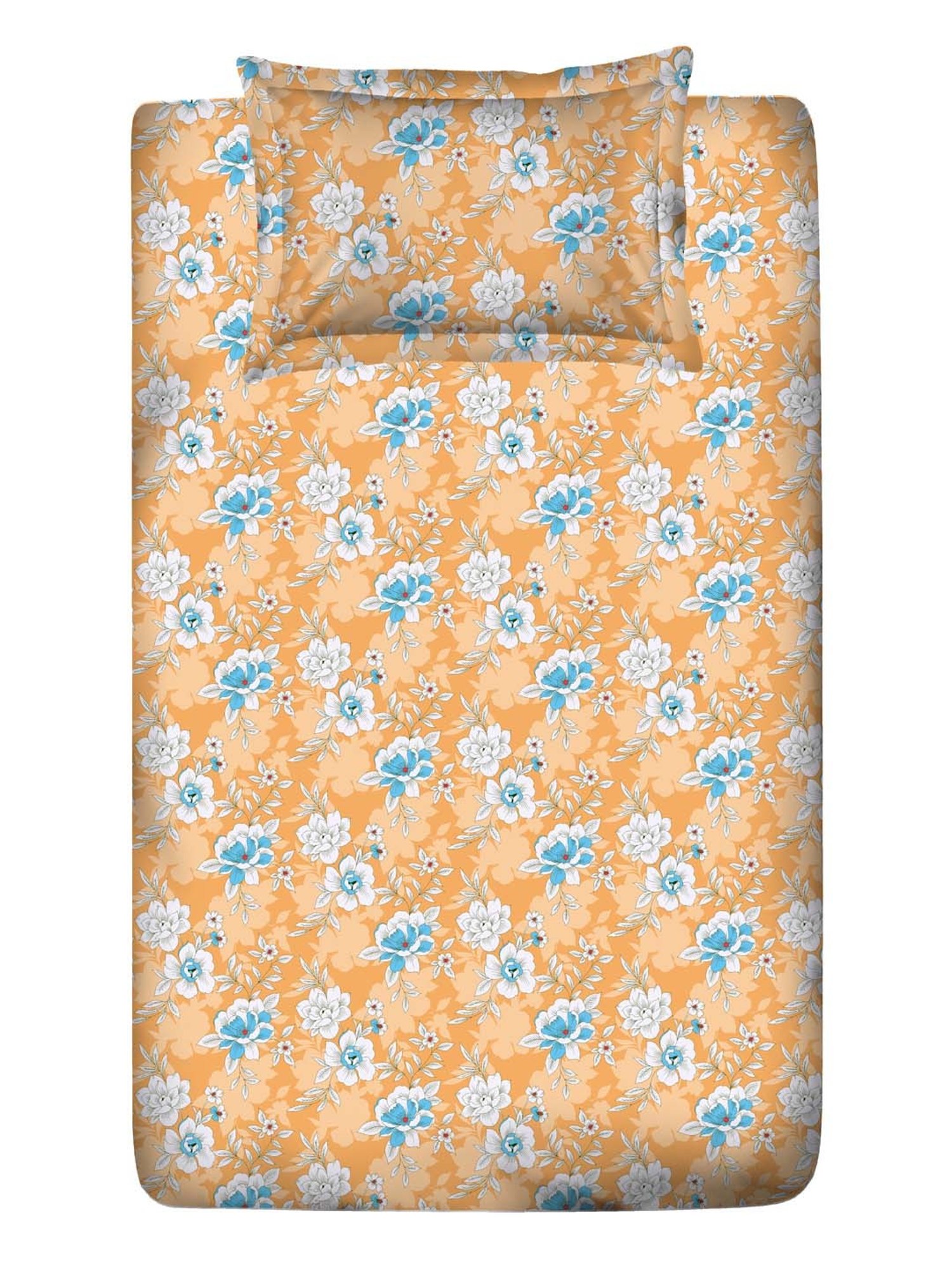 Layers Tuscany Orange Cotton 104 TC Single Flat Bed Sheet With 1 Pillow Cover