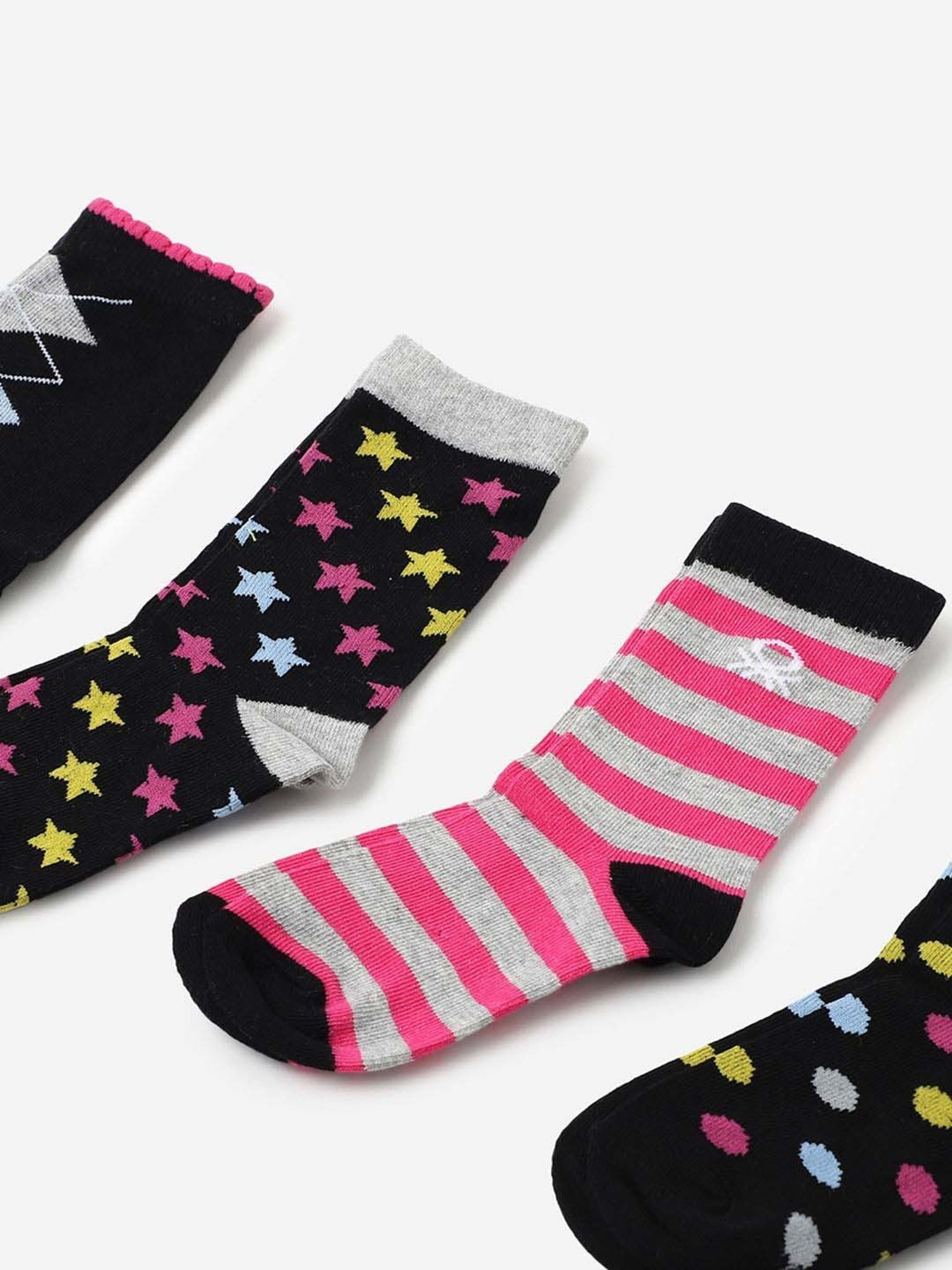 Skechers Crew Multicolor Printed Socks for Girls - Pack of 3