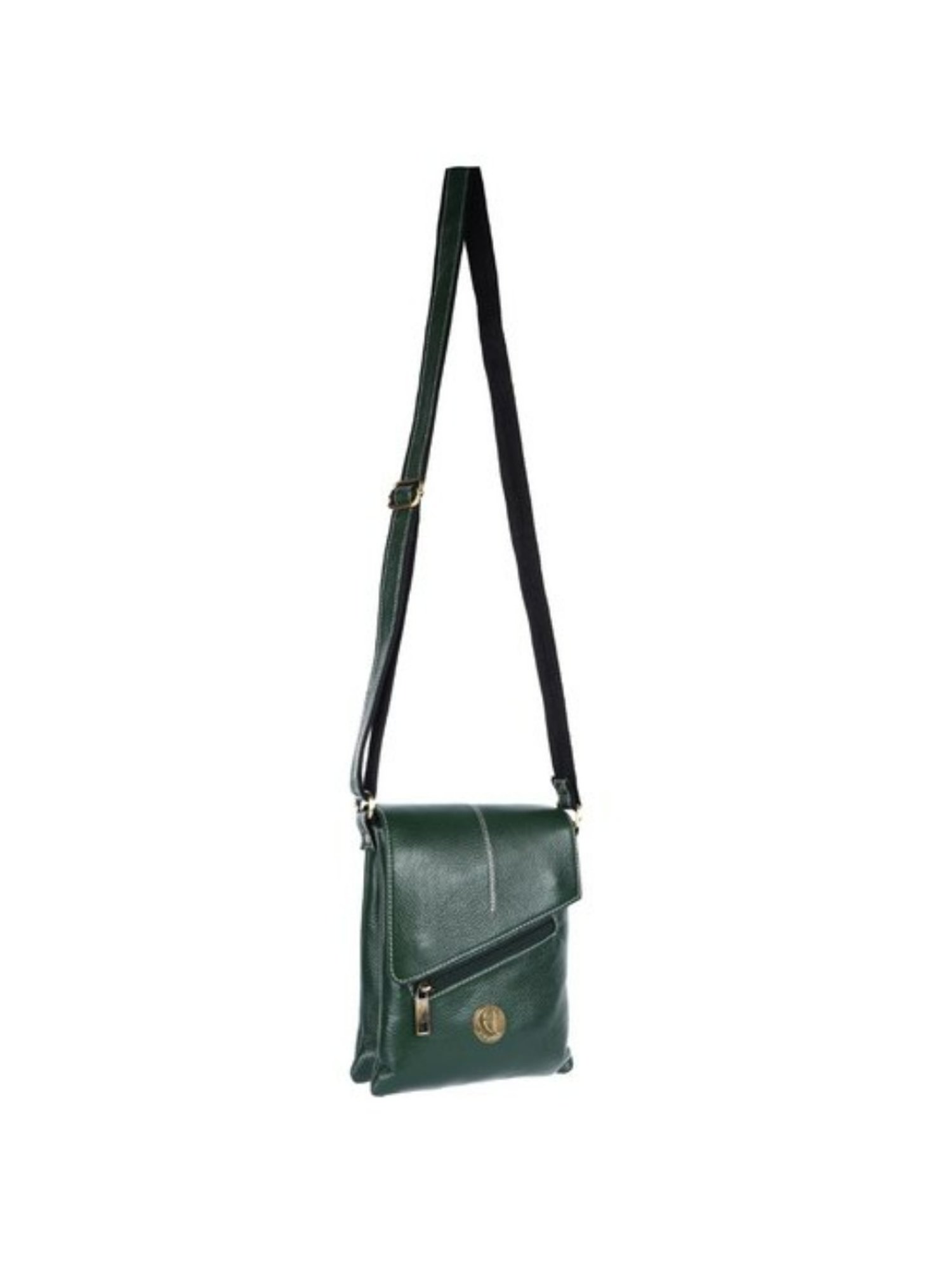 HiLEDER Green Textured Small Leather 8 inch Cross Body Bag