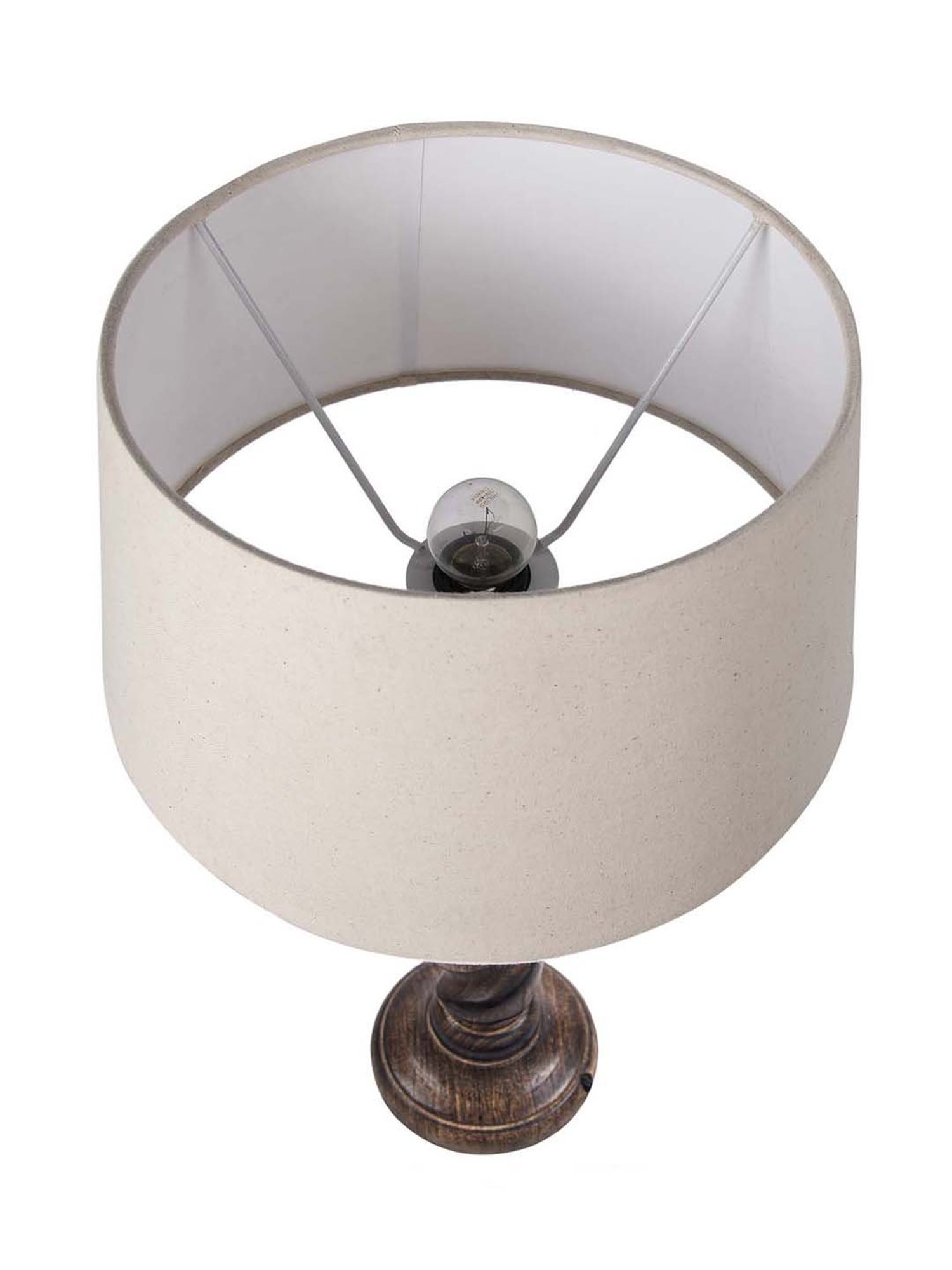 Homesake Brown Classic Twister Table Lamp with Khadi Shade (Bulb Included) - Set of 1