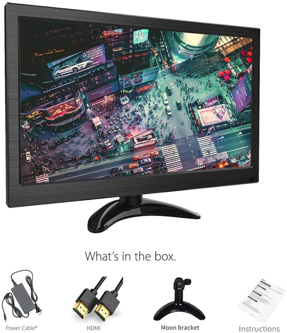 13.3 Inch HD Portable Monitor Display with 1366x768 Resolution Travel Monitor Screen for Laptop PC PS4 Xbox, VGA HDMI Audio Input, VESA Supported