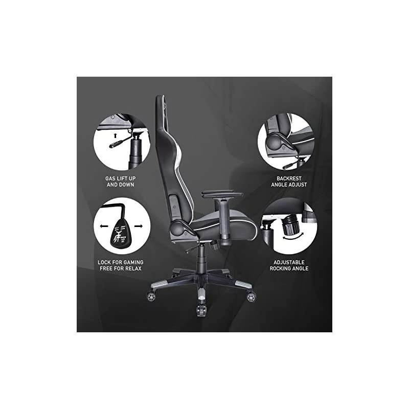 Gaming Chair GP Series- Professional & Textured- Gaming/Streaming - Long time Sitting- Inspired by Racing car- Ergonomic Design- Rocking Function (Grey)