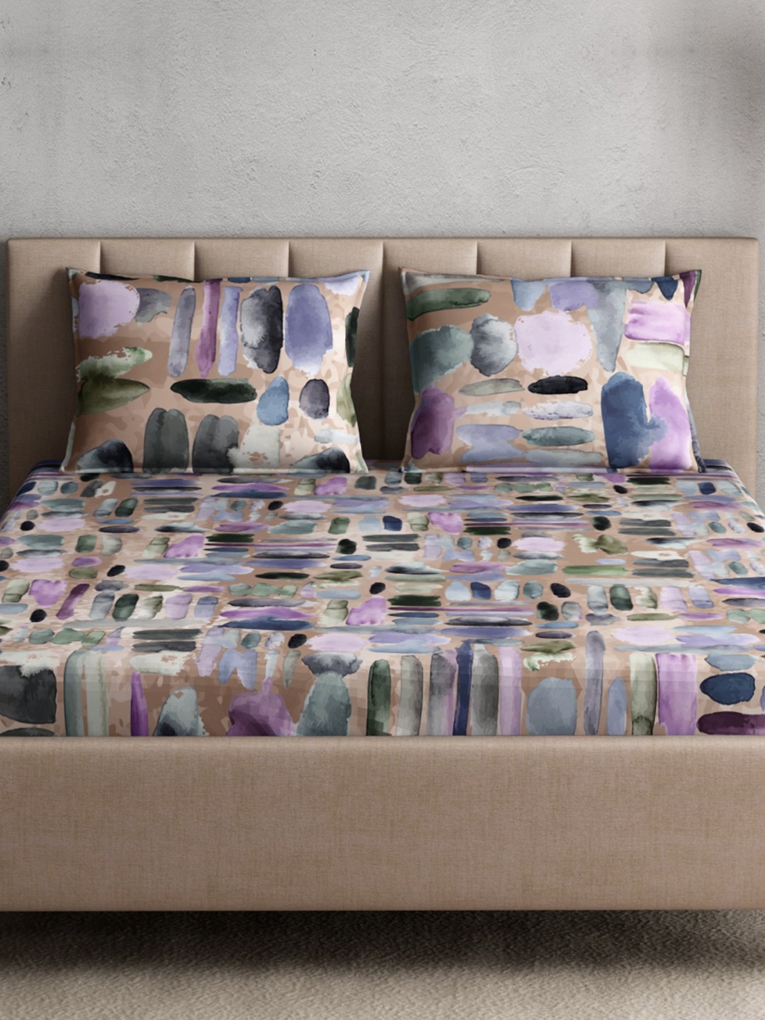 Petal Home Pebbles Sand Cotton 144 TC Bedsheet