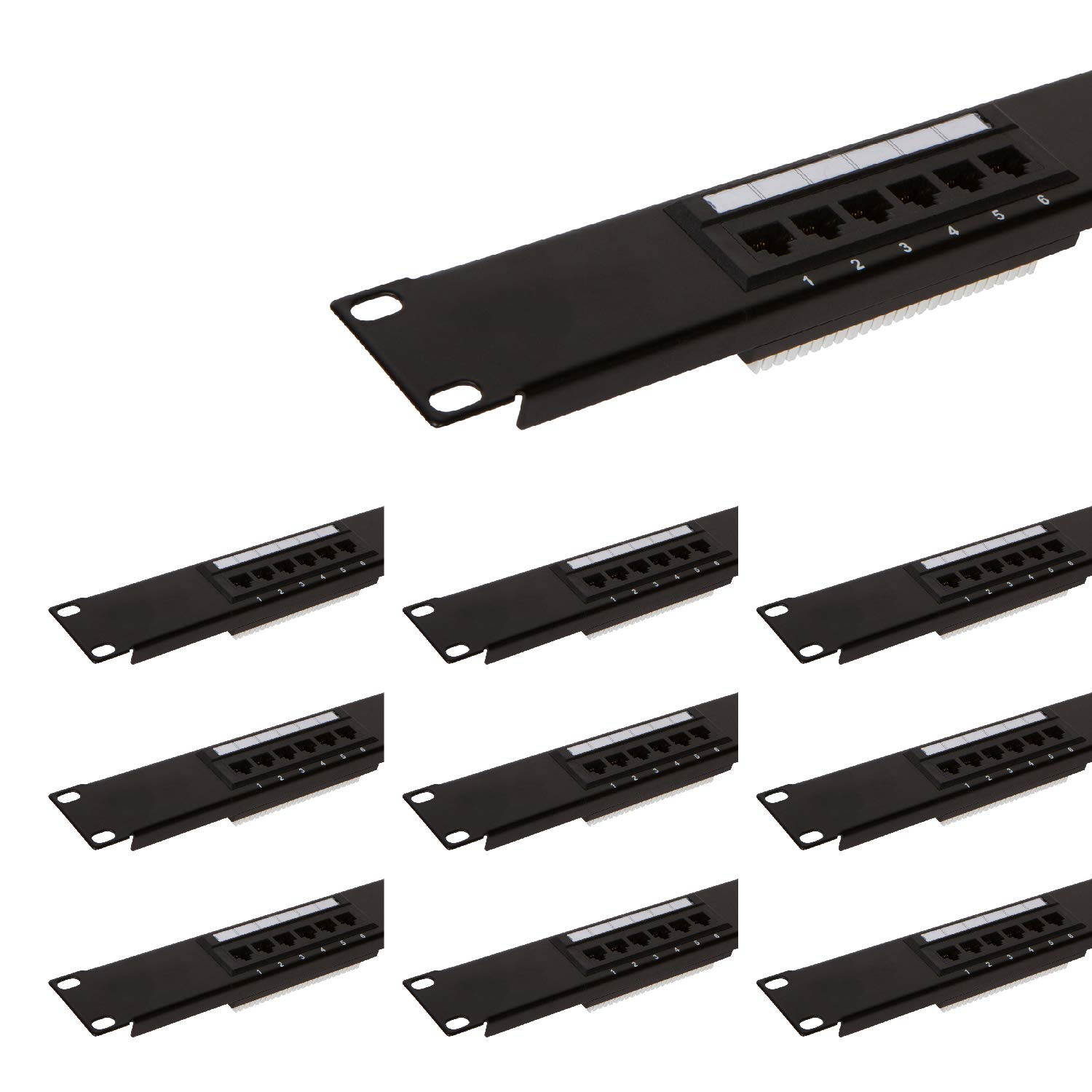 Buyer's Point 12 Port Cat6 Patch Panel with Punch Down Tool and Cable Management System Pack of 10