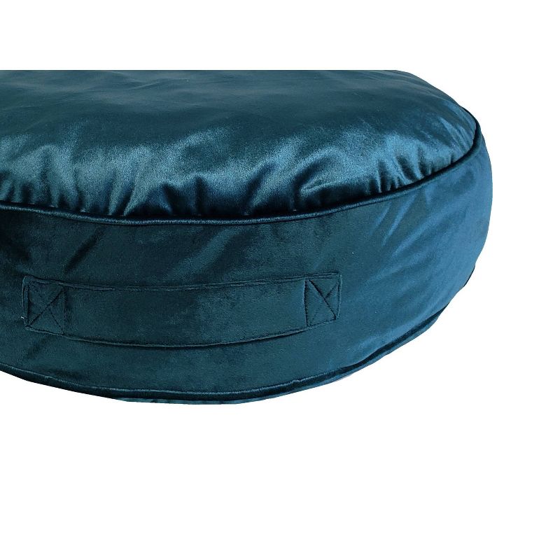 24" Panne Velvet Floor Round Pillow Teal - Edie@Home