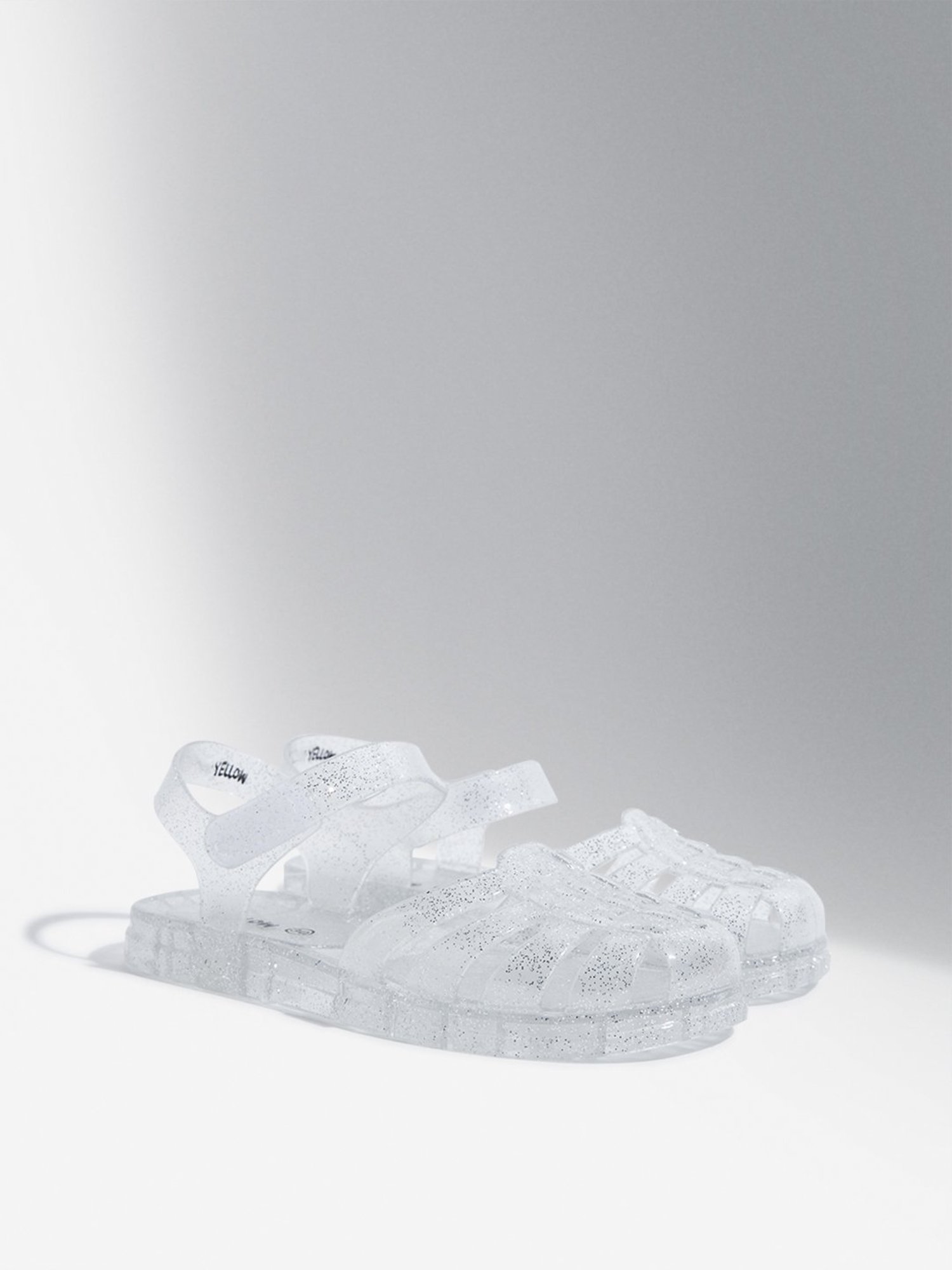 Yellow by Westside Silver Shimmer Vinyl Multi-Strap Slingback Sandals