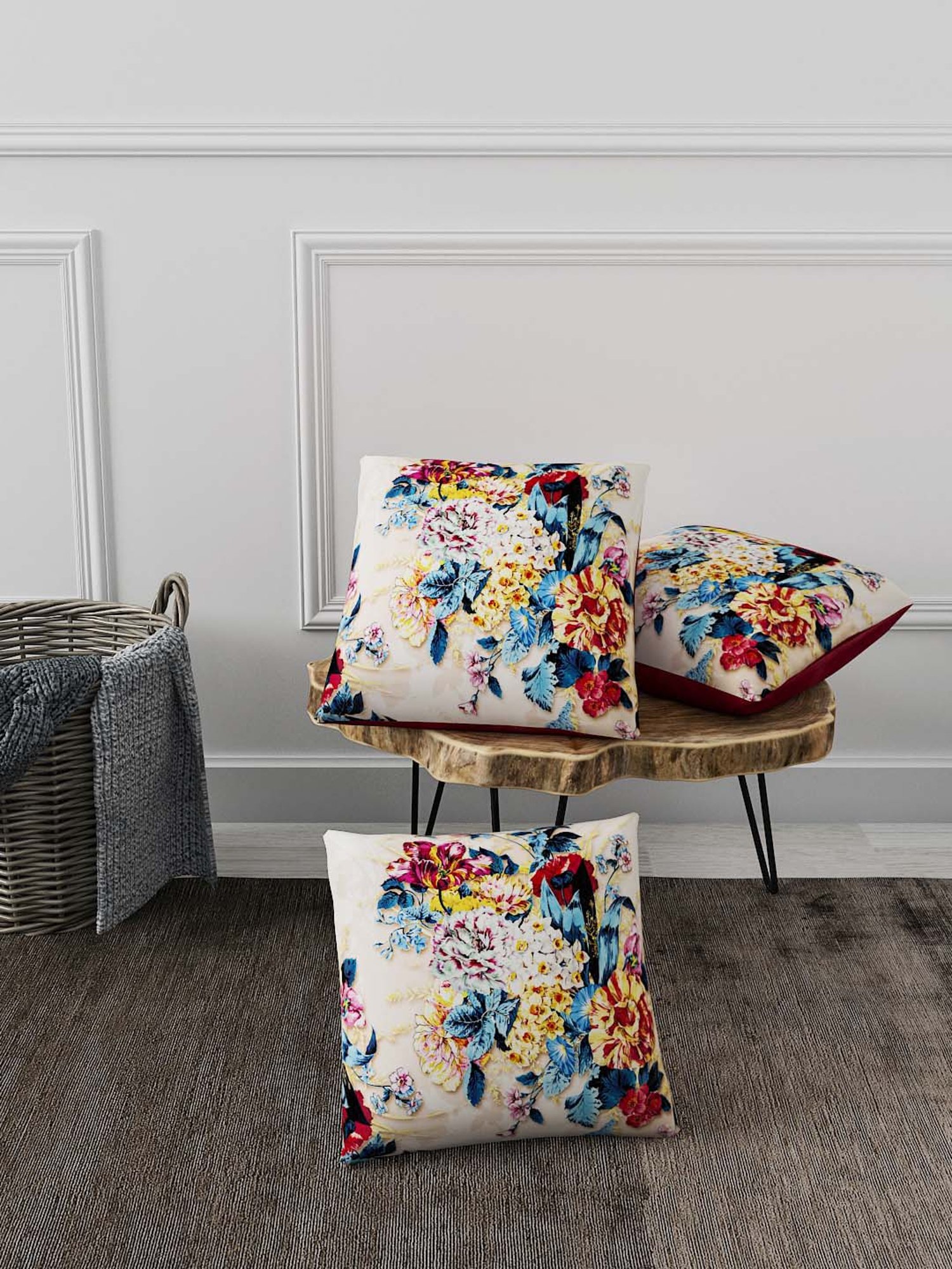 BIANCA Soft-Touch Digitally Printed Cushion Cover [Hidden Zipper On Side] -3pc 16 X16 set