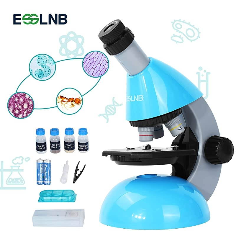 Kids Microscope with Science Microscope Kits for Kids 40X640X LED Beginners Microscope with Kids Science Slides Kid Microscope with 10X16X Zoom Eyepiece and Eyecup