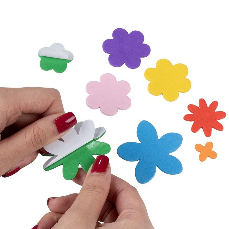 Genie Crafts Foam Stickers - 700-Piece Self-Adhesive Foam Shapes, Flower Shape Kids DIY Arts and Crafts Supplies, Multicolored