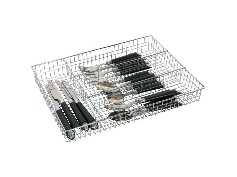 Home Basics4 Section Steel Cutlery and Flatware Tray, Chrome