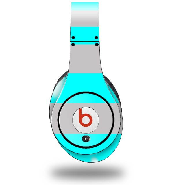 Kearas Psycho Stripes Neon Teal and Gray Decal Style Skin (fits genuine Beats Studio Headphones - HEADPHONES NOT INCLUDED)