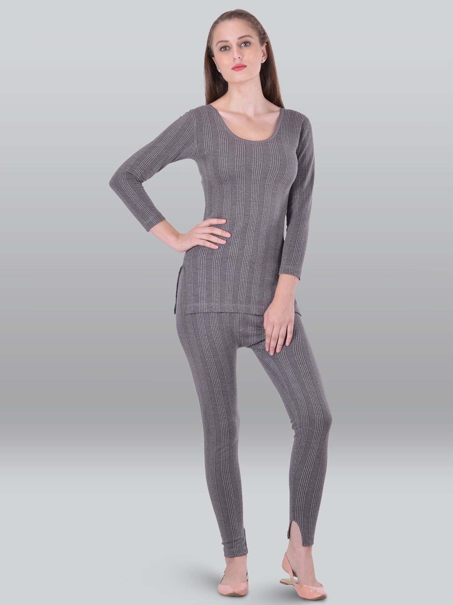 LUX Inferno Grey Striped Top Leggings Set