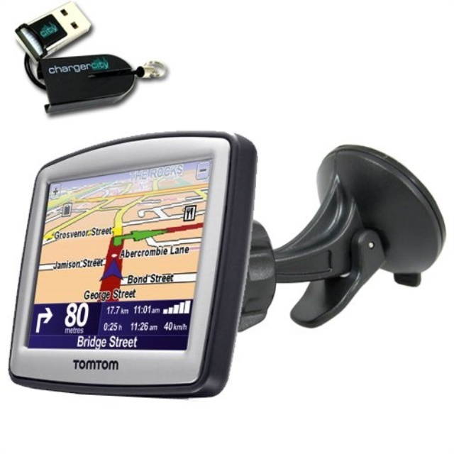 ChargerCit OEM Windshield Suction Mount KIT for TOMTOM XL 325 325s 330 330S 335 335S 340 340s 350 350s ONE 125 130 130s 140 140s WTE M LIVE EASYPORT GPS Navigator with FREE ChargerCty Micro SD Card Re
