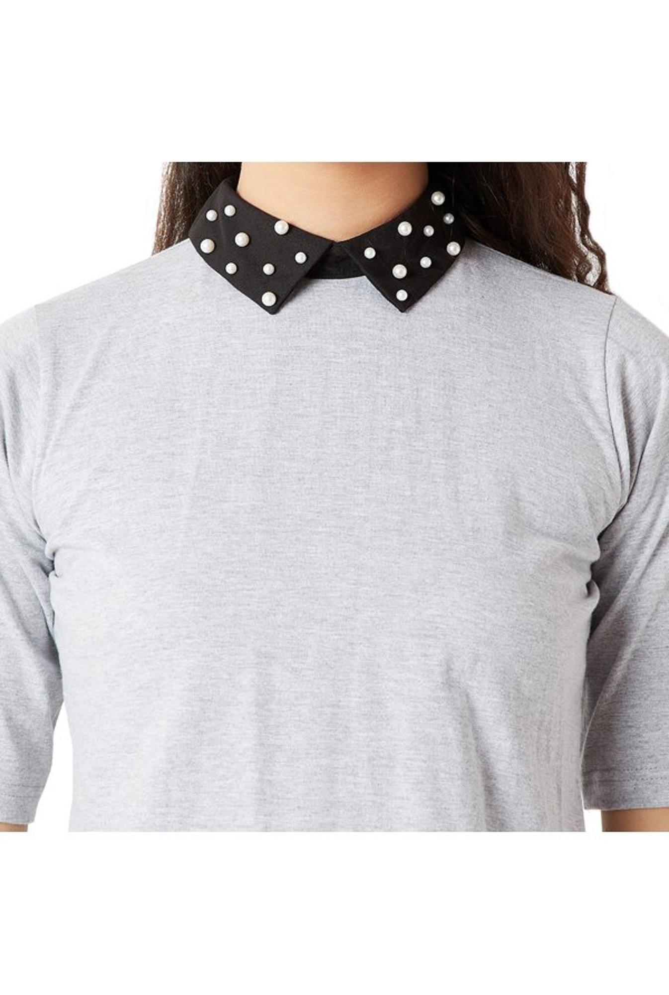 Miss Chase Grey Textured Crop Top