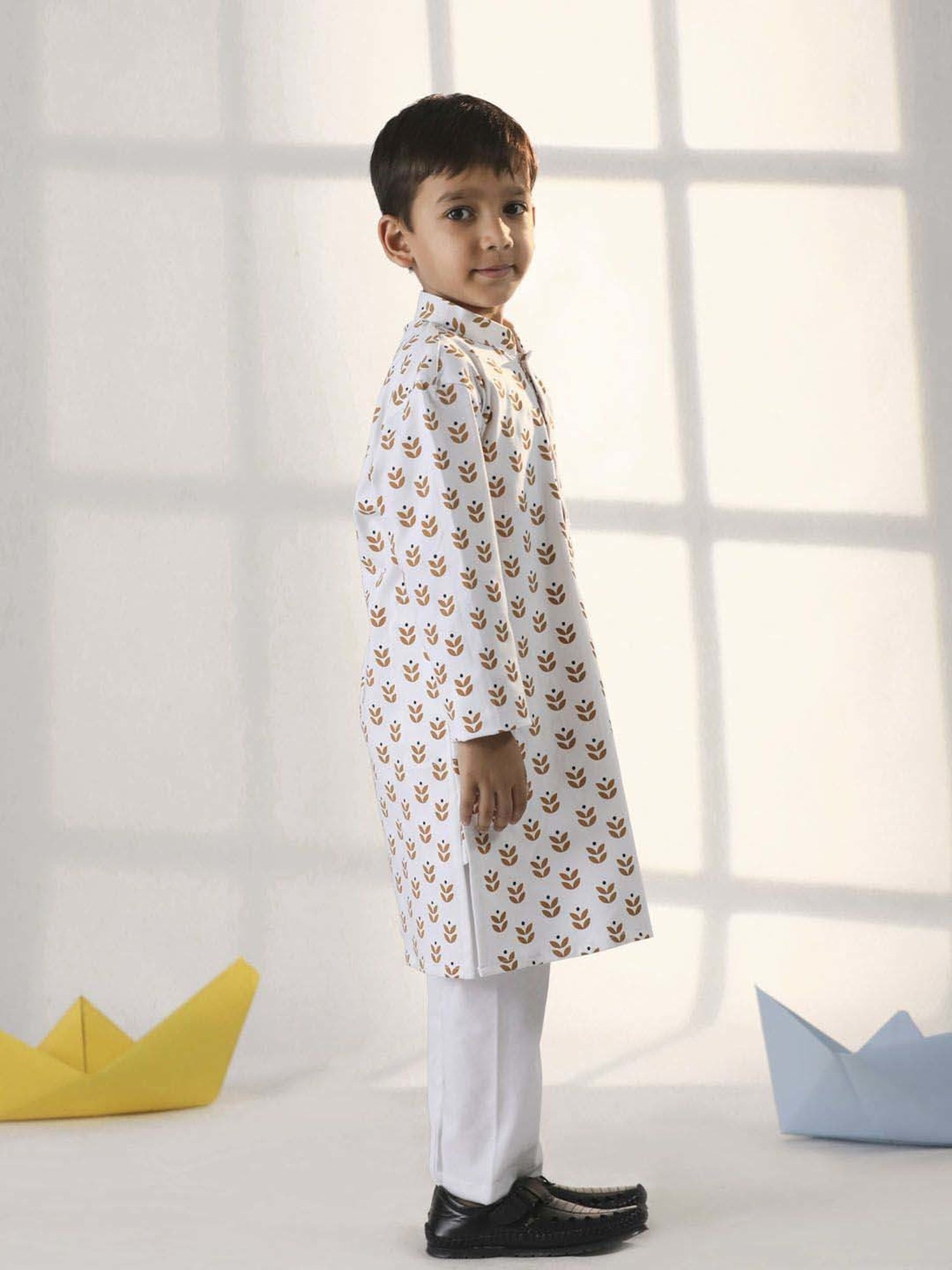 KISAH Kids Multicolor Cotton Printed Full Sleeves Kurta