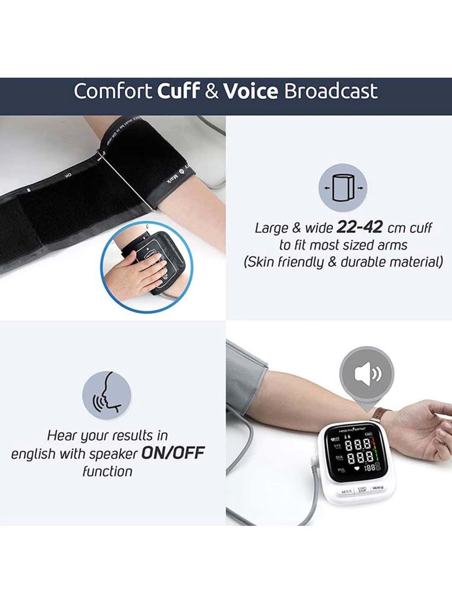 HealthSense Heart-Mate BP-144 Upper Arm Digital BP Monitor (White)